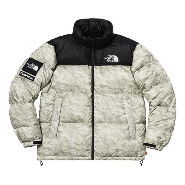 Puffer takki Supreme The North Face Paper Print Nuptse Down Jacket Vihreä | SUP-FW19-10964