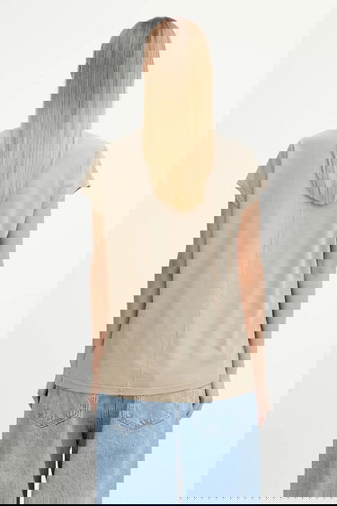 T-paita Rick Owens Rick Owens DRKSHDW Small Level T-Shirt Beige | DS02E7208.RN, 2