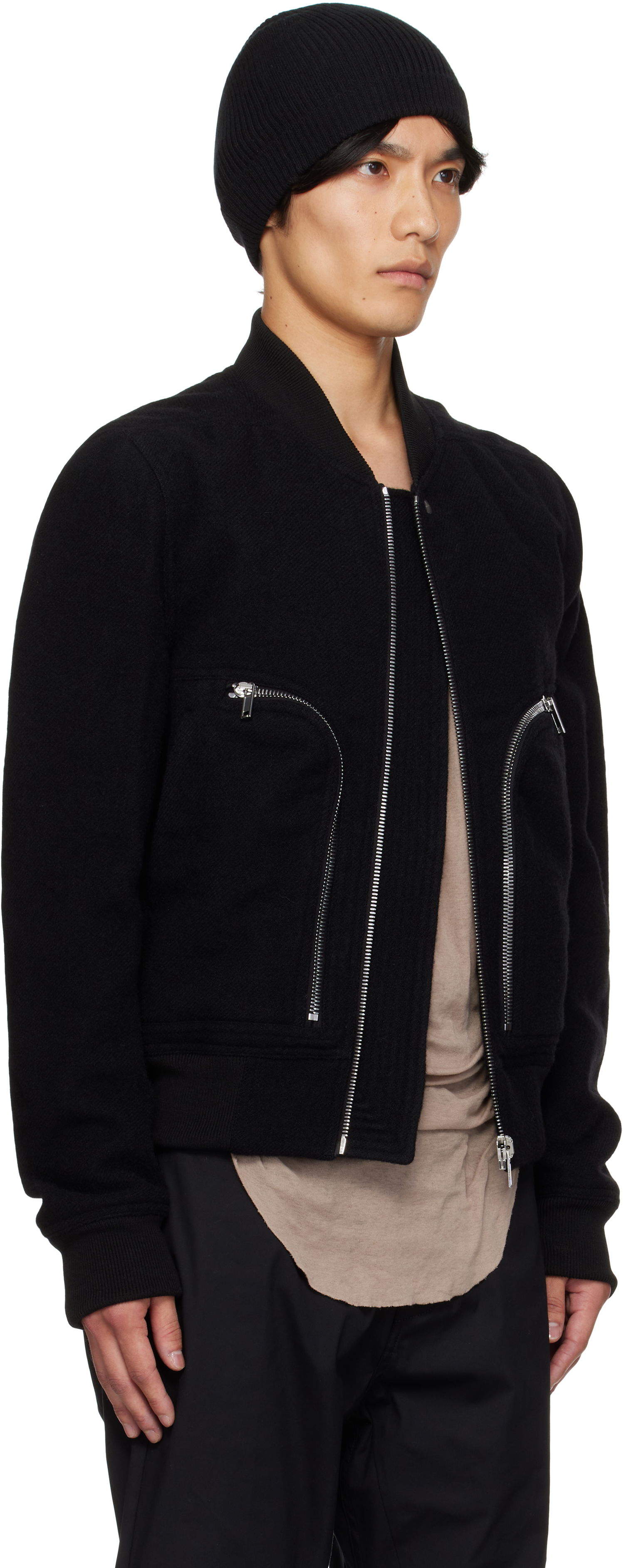 Bomber-takki Rick Owens Rick Owens Bauhaus Flight Jacket Musta | RU02E1749 WBD, 1