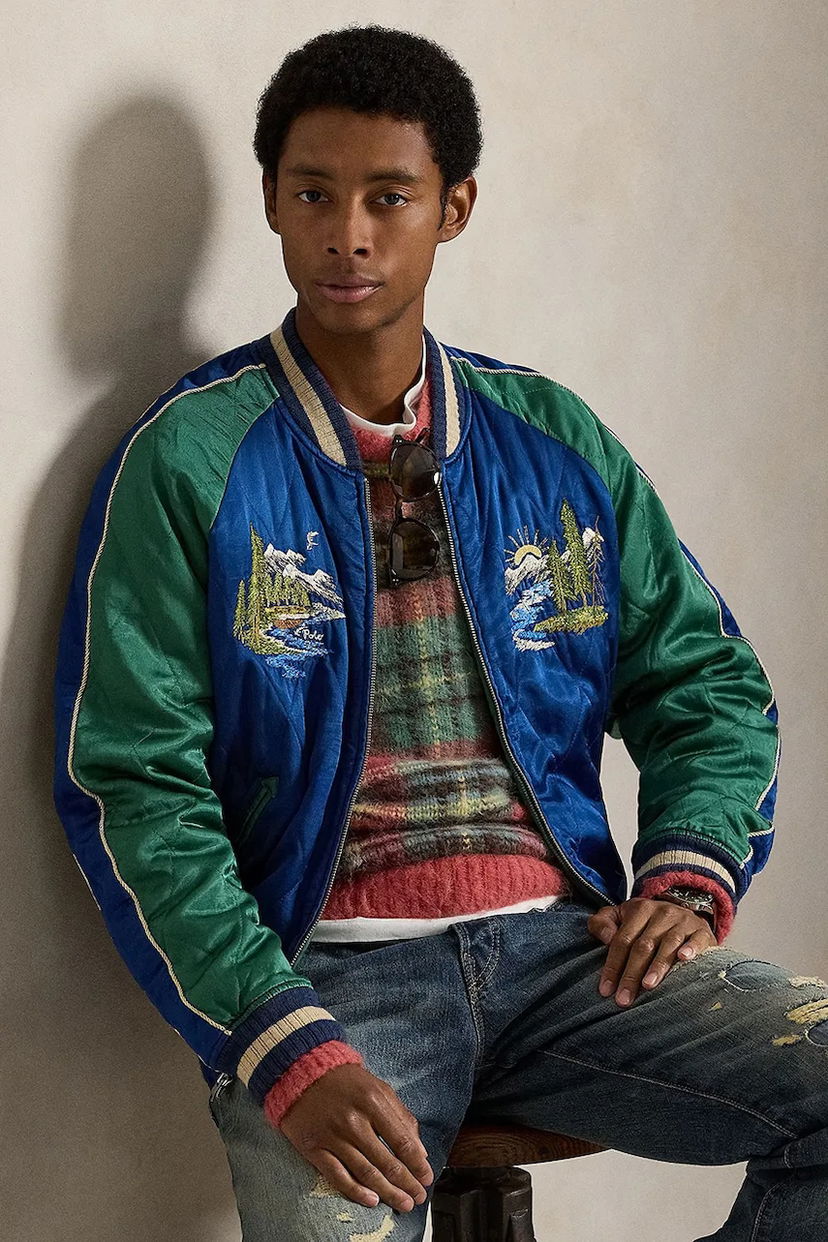 Bomber-takki Polo by Ralph Lauren Bomber Jacket TAKIHYO SATIN.SVNR with Embroidered Scenic Details Monivärinen | 710977856001