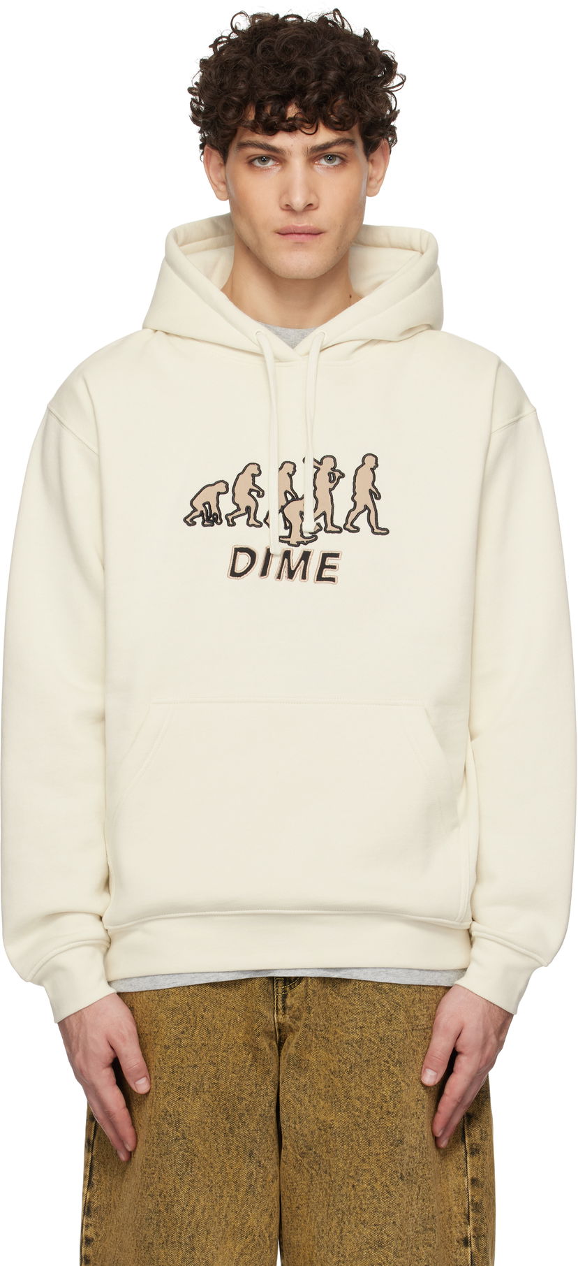 Huppari Dime Evolution Print Hoodie Beige | DIMEHO2447NAT
