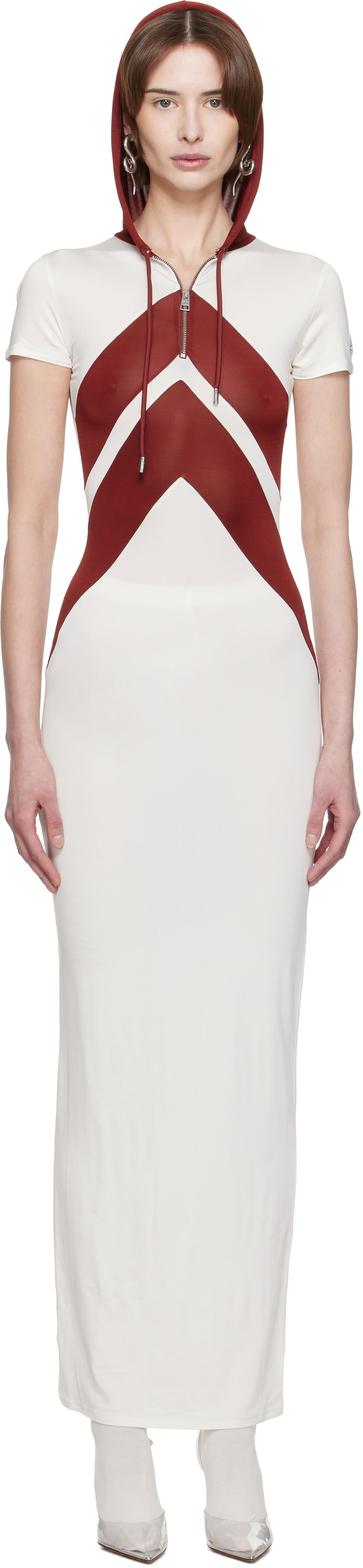 Mekko Jean Paul Gaultier Jean Paul Gaultier 'The Chevrons' Maxi Dress Valkoinen | 25/33-F-RO346P-J084-0128