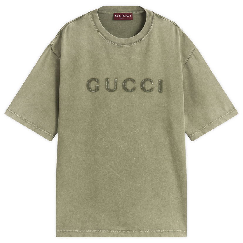 T-paita Gucci Faded Logo T-Shirt, Size Large Vihreä | 798115-XJHDF-3266