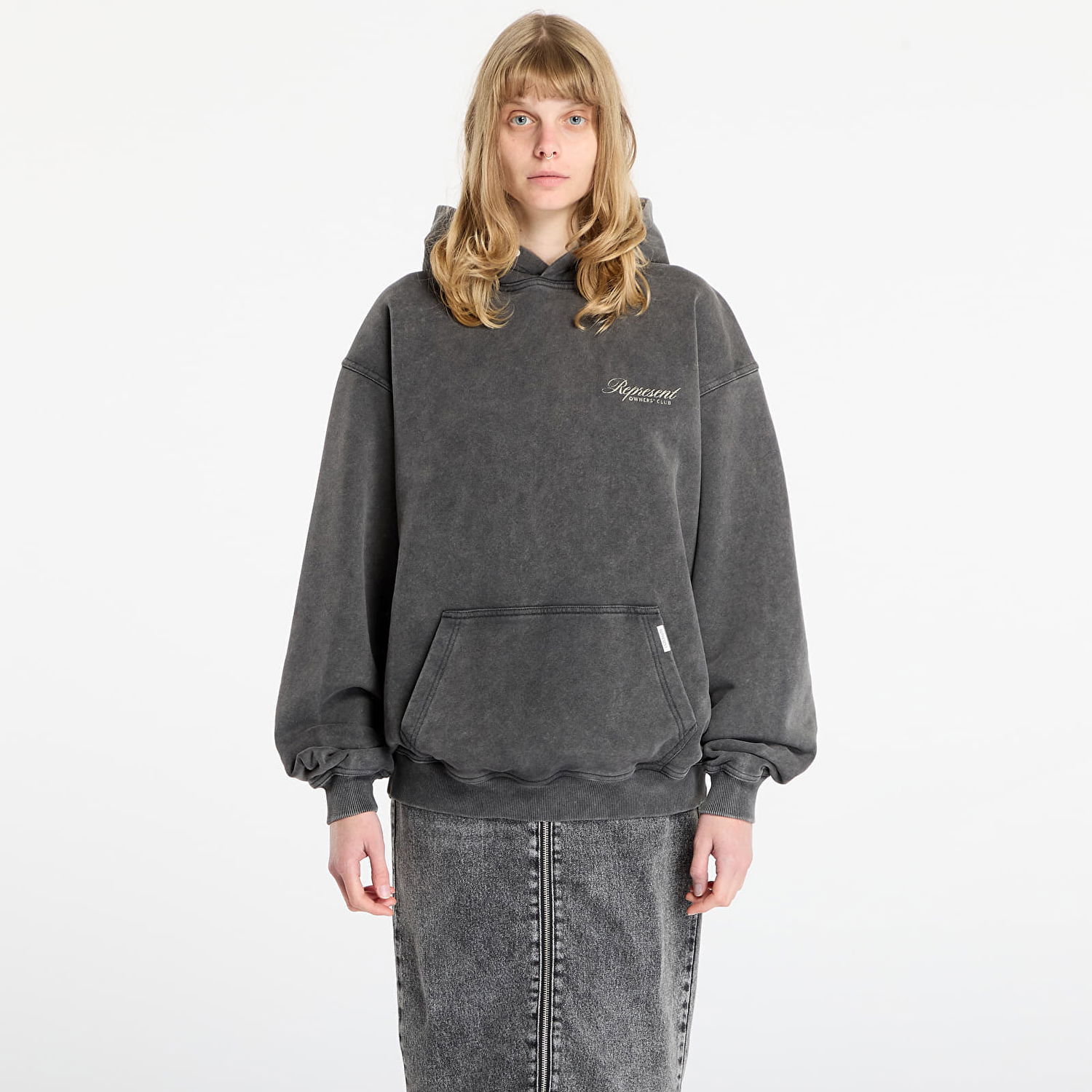Huppari Represent Clo Vintage Owners Club Script Hoodie Harmaa | OCM41200-47, 0