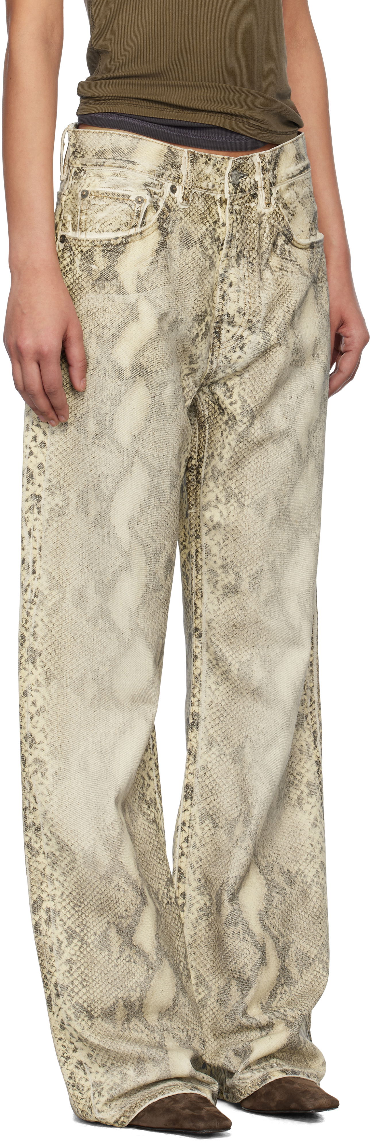 Jeans Acne Studios Acne Studios Printed Jeans Beige | AK0895-, 1