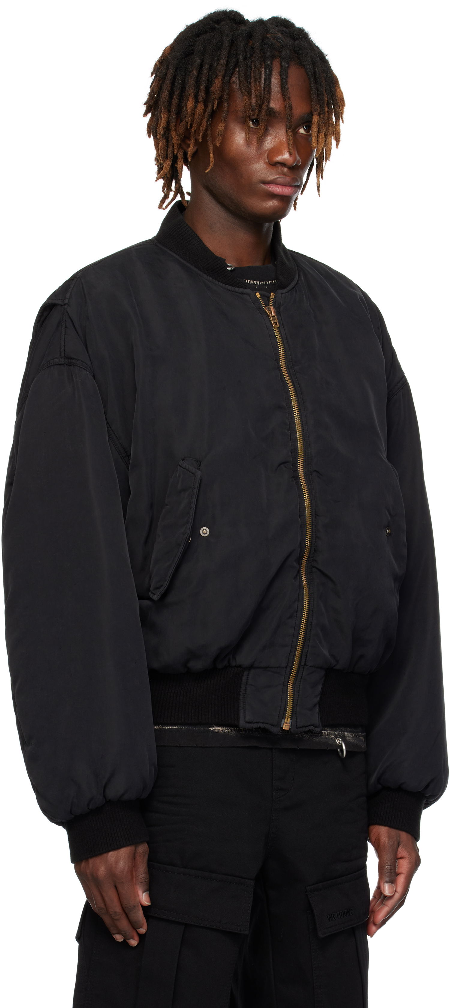 Bomber-takki We11done We11done Curved Bomber Jacket Musta | WD-JP0-25-005-U-BK, 1
