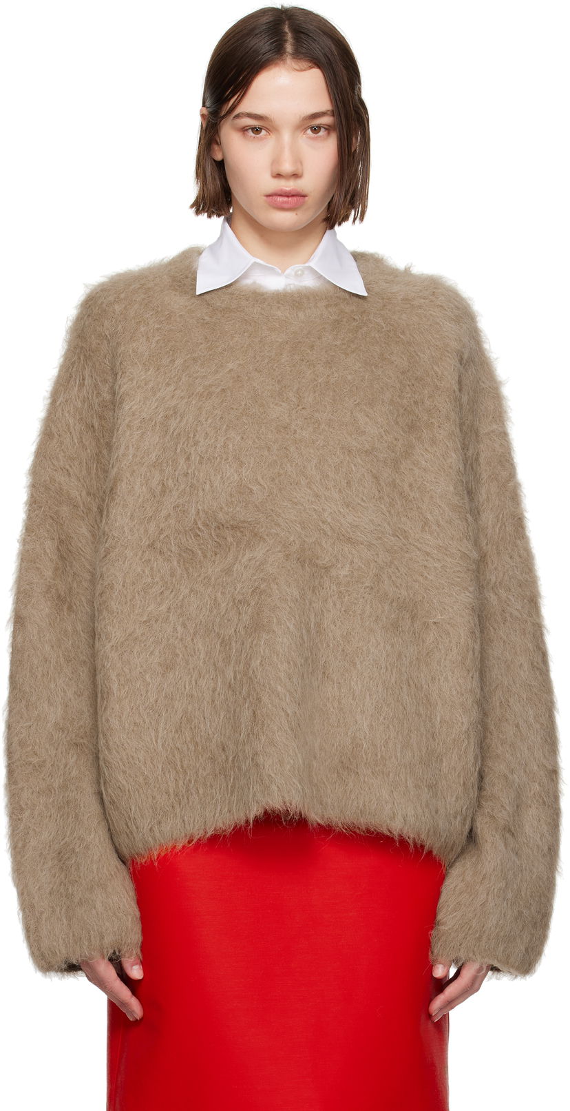 Villapaita TOTEME Boxy Alpaca Knit Sweater Beige | 244-WRT873-YA0106