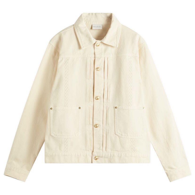 Takki Drôle de Monsieur Embroidered Denim Jacket Beige | G-JT172-CO188-OW