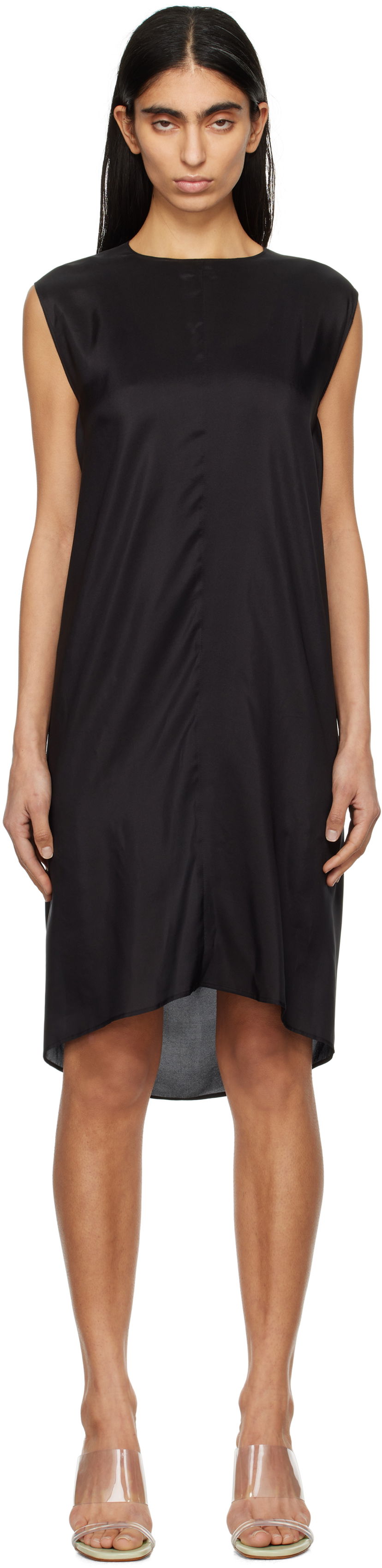 Mekko Maison Margiela MM6 Maison Margiela Silk Shift Midi Dress Musta | S52DA0064 M35244