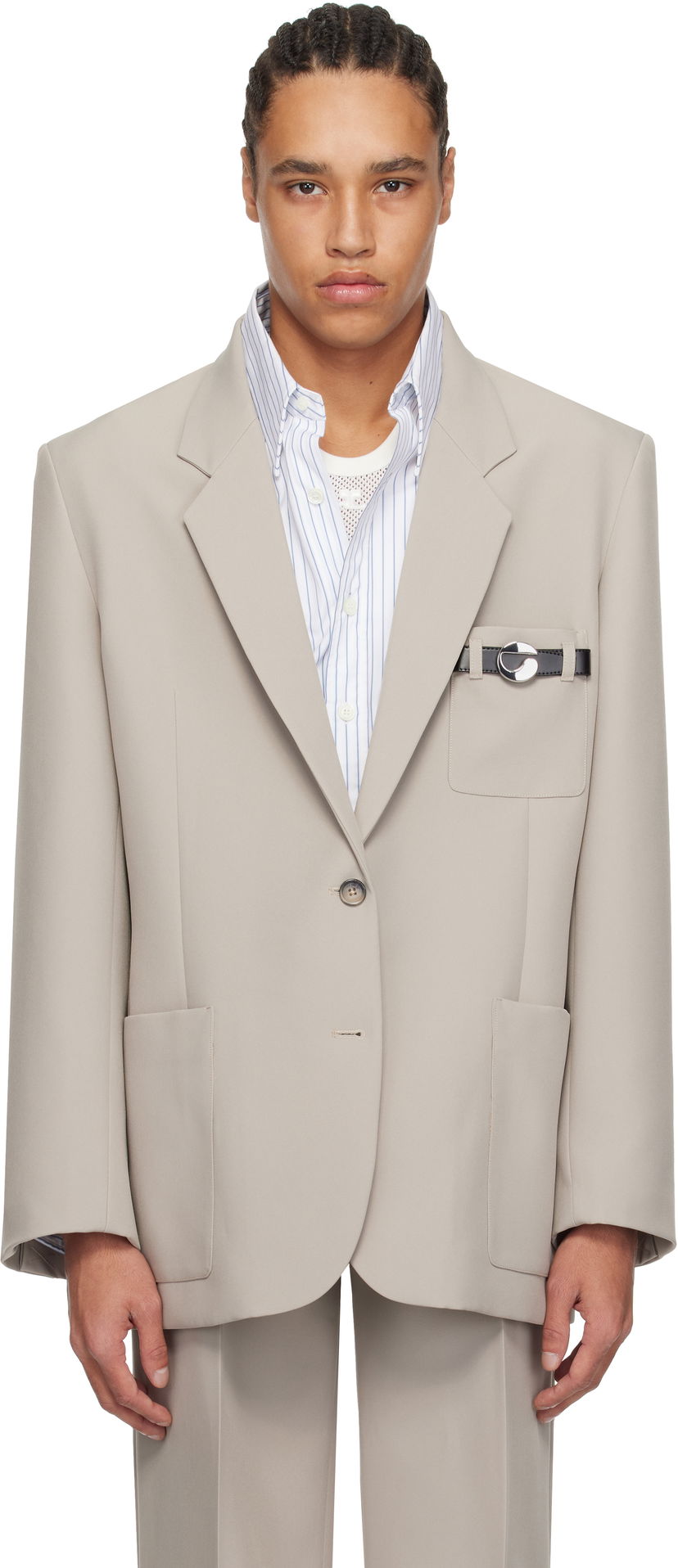 Takki Coperni Coperni Tailored Blazer with Belted Pocket Beige | COPV69F3004MEN