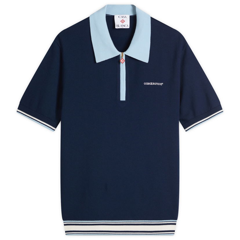 Poolopaita Casablanca Casablanca Merino Tennis Polo, Size Large Sininen | MPF25-KW-1002-BLU