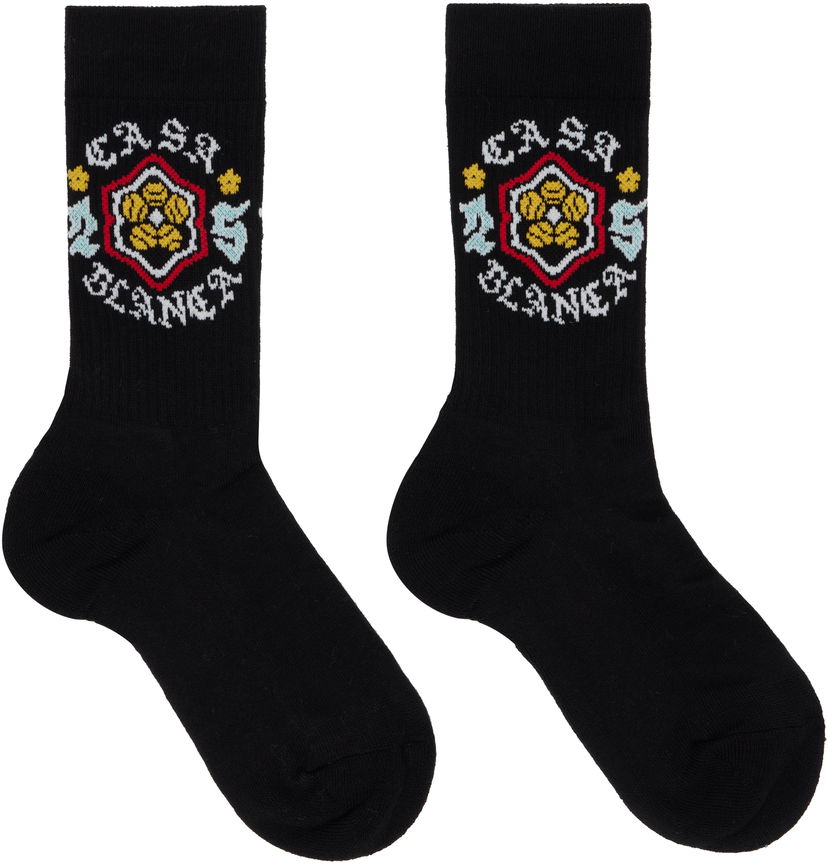 Sukat Casablanca Emblem Socks Musta | A-AW25-ACC-010-05