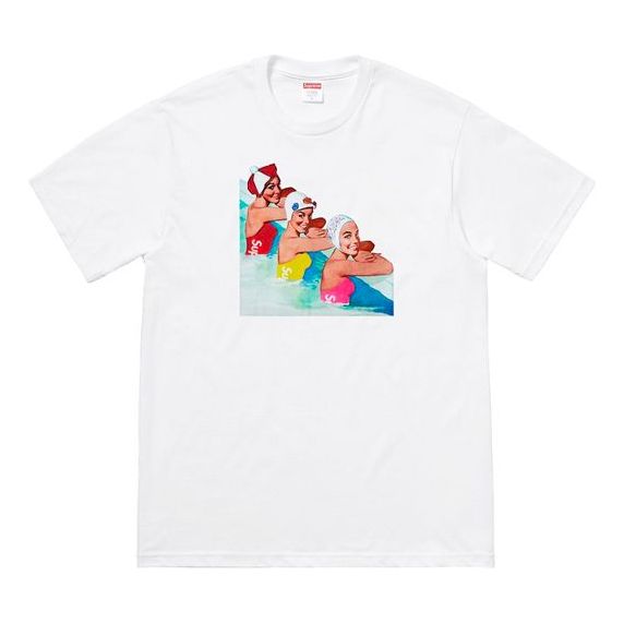 T-paita Supreme Swimmers Print T-Shirt Valkoinen | SUP-SS18-497