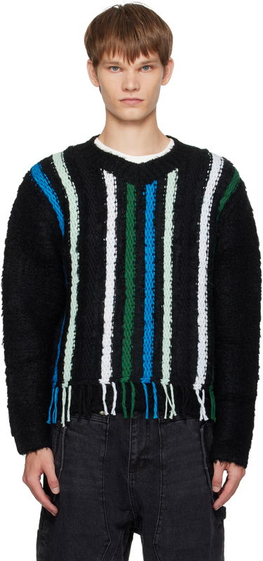 Villapaita Andersson Bell Andersson Bell Reverse Stripe Fringe Sweater Musta | atb1350u, 0