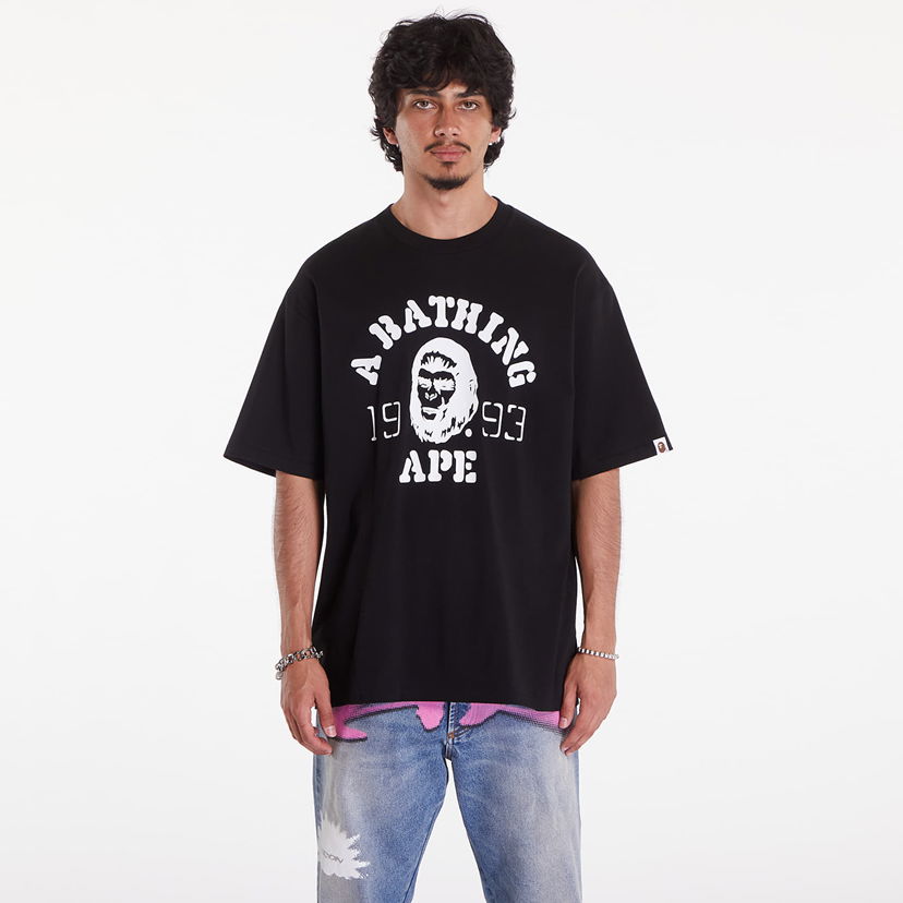 T-paita BAPE A BATHING APE Og Ape Head College Relaxed Fit Tee Musta | 001TEK301352MBLK