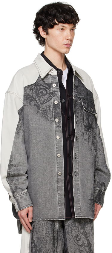 Paita Feng Chen Wang Feng Chen Wang Printed Denim Jacket Harmaa | FUF18JK04B, 1