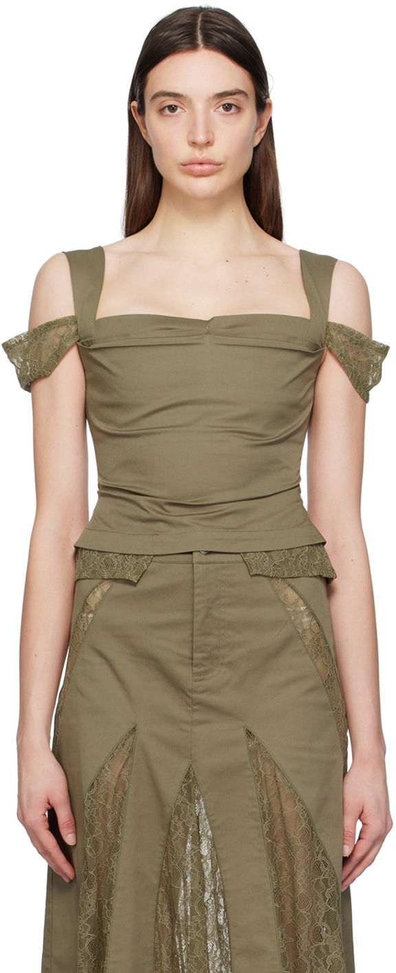 Hame Miaou Miaou Renata Lace-Trim Tank Top Vihreä | 7133SPSHUN