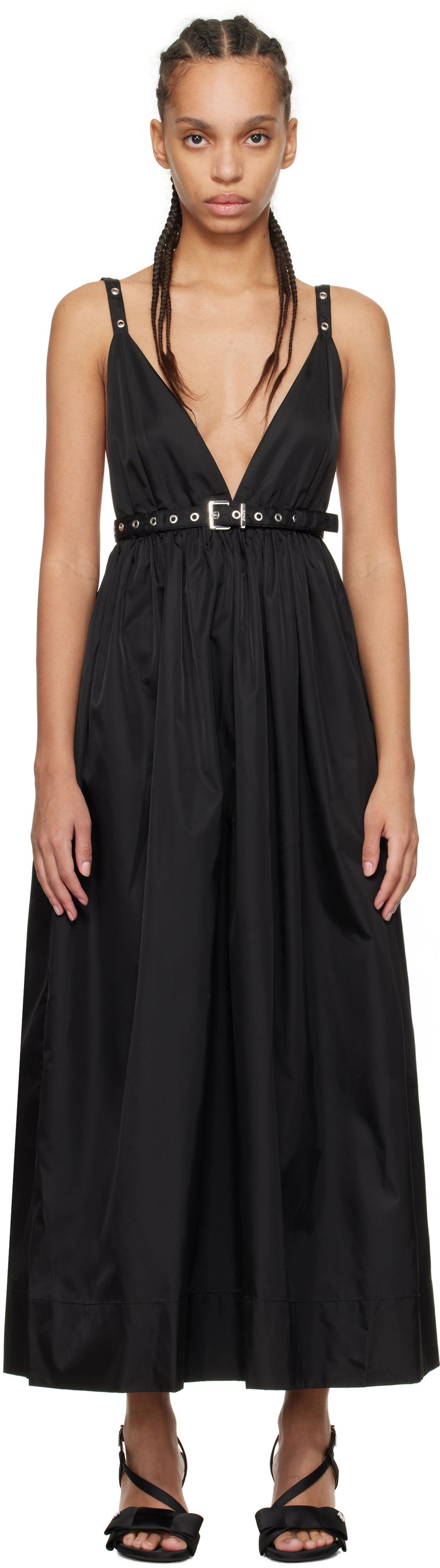 Mekko GANNI GANNI Duchesse Nylon Strap Maxi Dress Musta | W0030