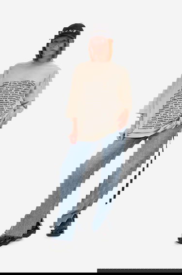 T-paita Rick Owens Knit Jumbo Short Sleeve T-Shirt with Wesendonck Lieder Wagner Print from DRKSHDW Spring Summer 2023 Collection Beige | DU01C6274.RNEP3.PEARL, 4