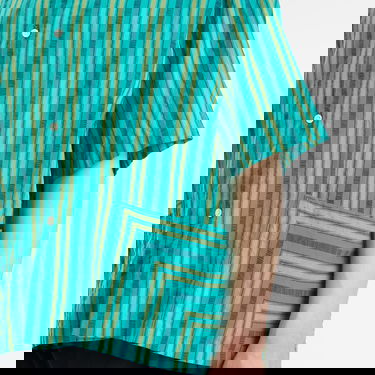 Paita BEAMS Men's Stripe Open Collar Shirt, Size Large Turkoosi | 1101-0564-803-73, 5