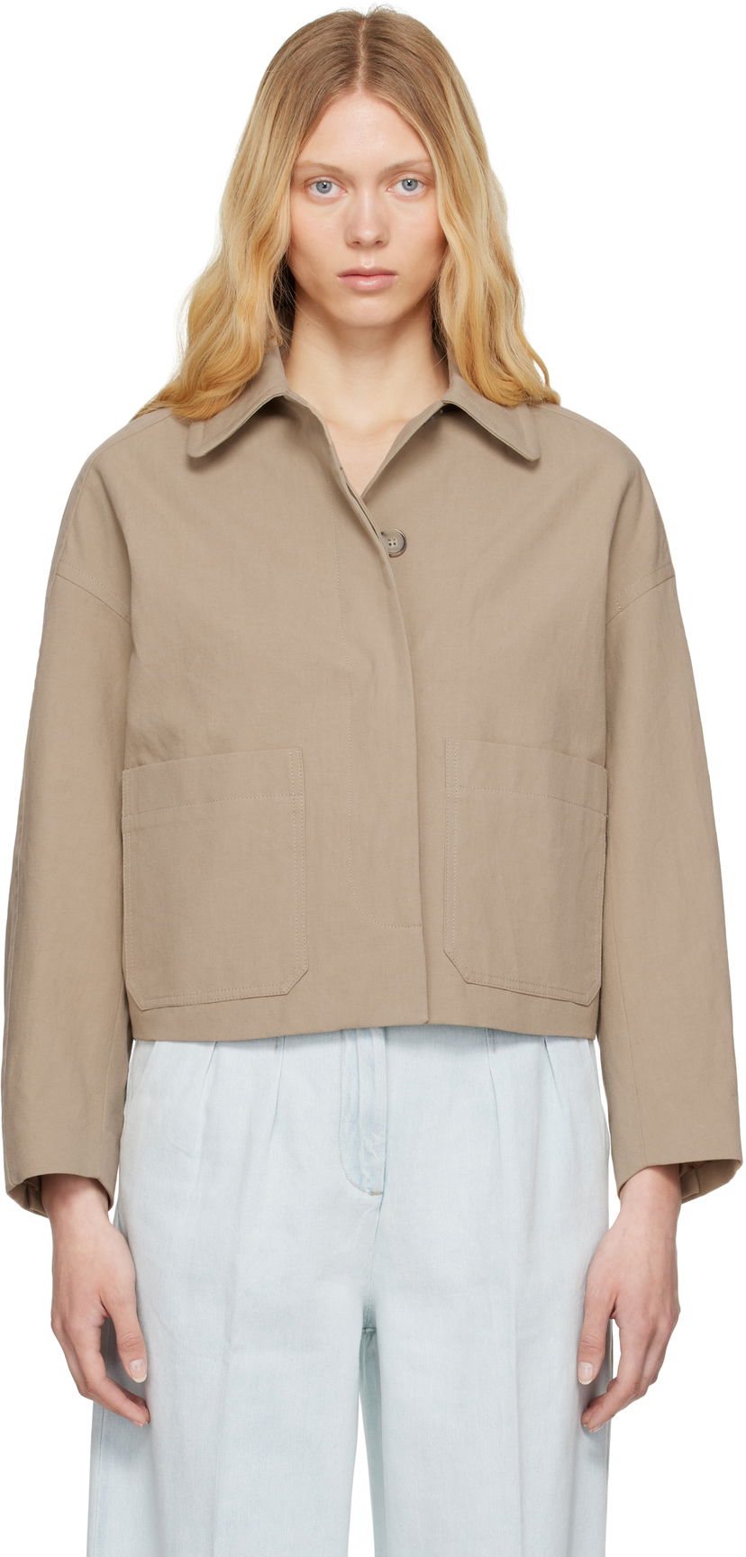 Takki A.P.C. A.P.C. Bianca Cropped Jacket Beige | COGXT-F32005