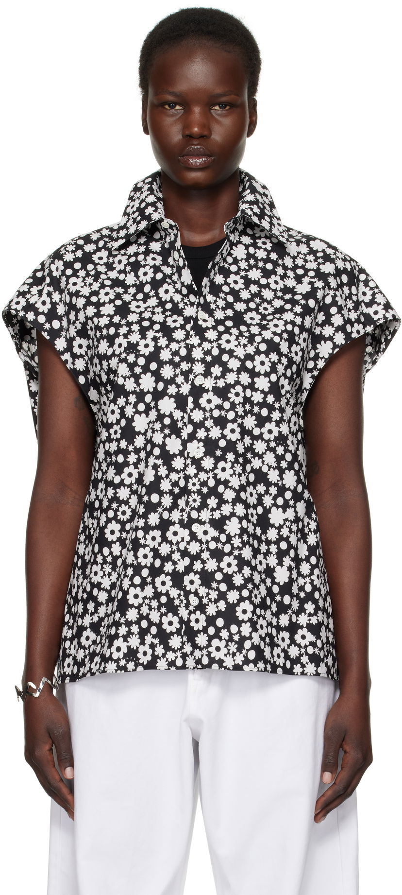 Paita Marni Marni Pop Fields Sleeveless Cocoon Shirt Musta | CAMA0565S1 UTC463