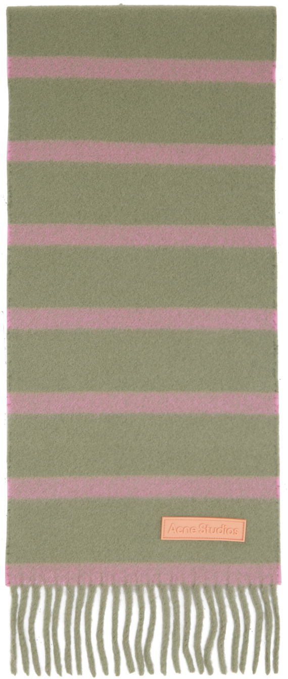 Vaatteet Acne Studios Green & Pink Striped Scarf Beige | CA0280-