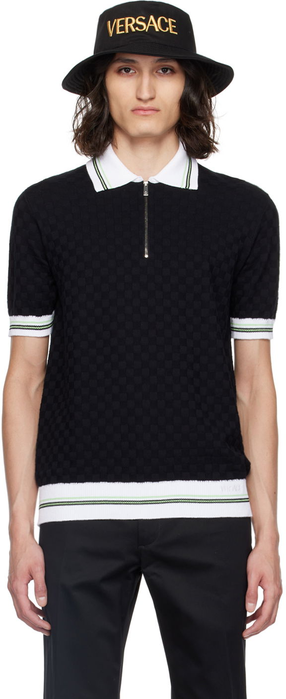 Poolopaita Versace Black & White Contrasto Polo Musta | 1015088_1A10571