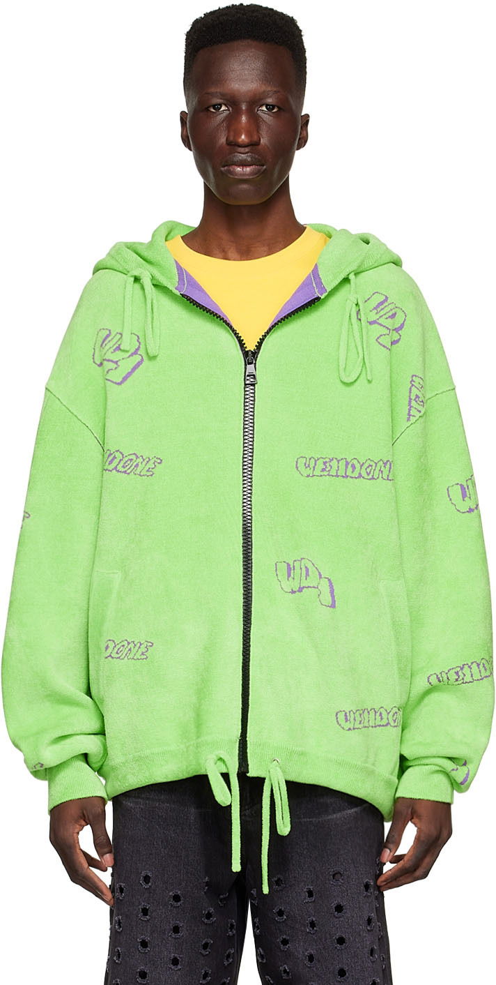 Huppari We11done We11done Viscose Zip-Up Hoodie Vihreä | WD-KJ1-22-616-U-LM