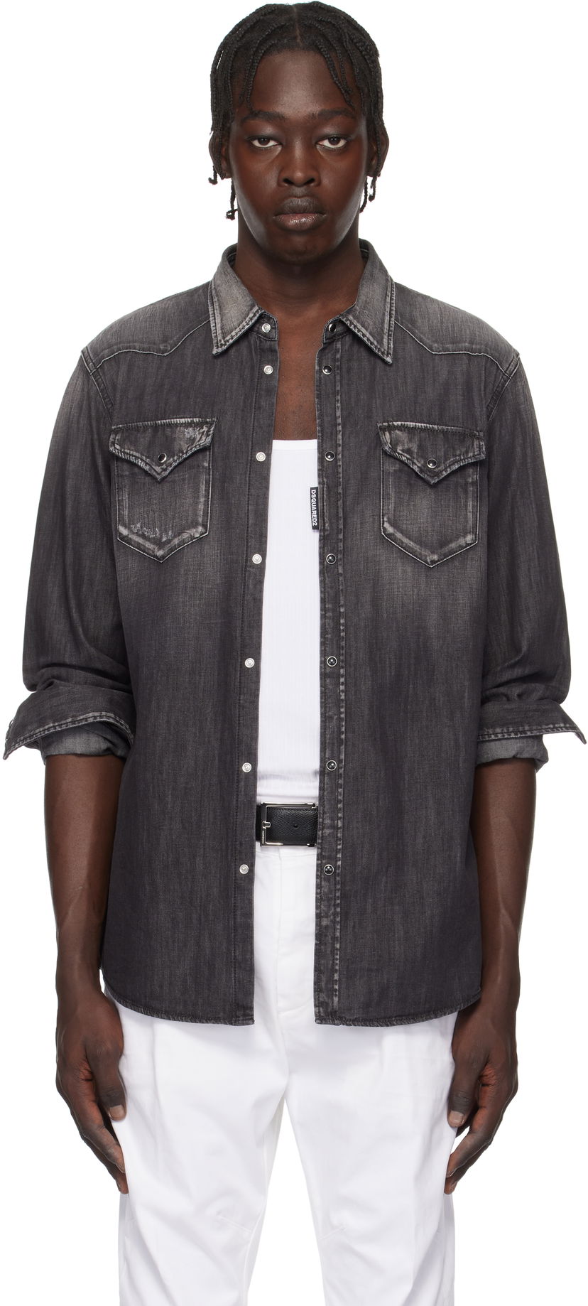 Paita DSQUARED2 Dsquared2 Classic Western Denim Shirt Harmaa | S74DM0848_S30826