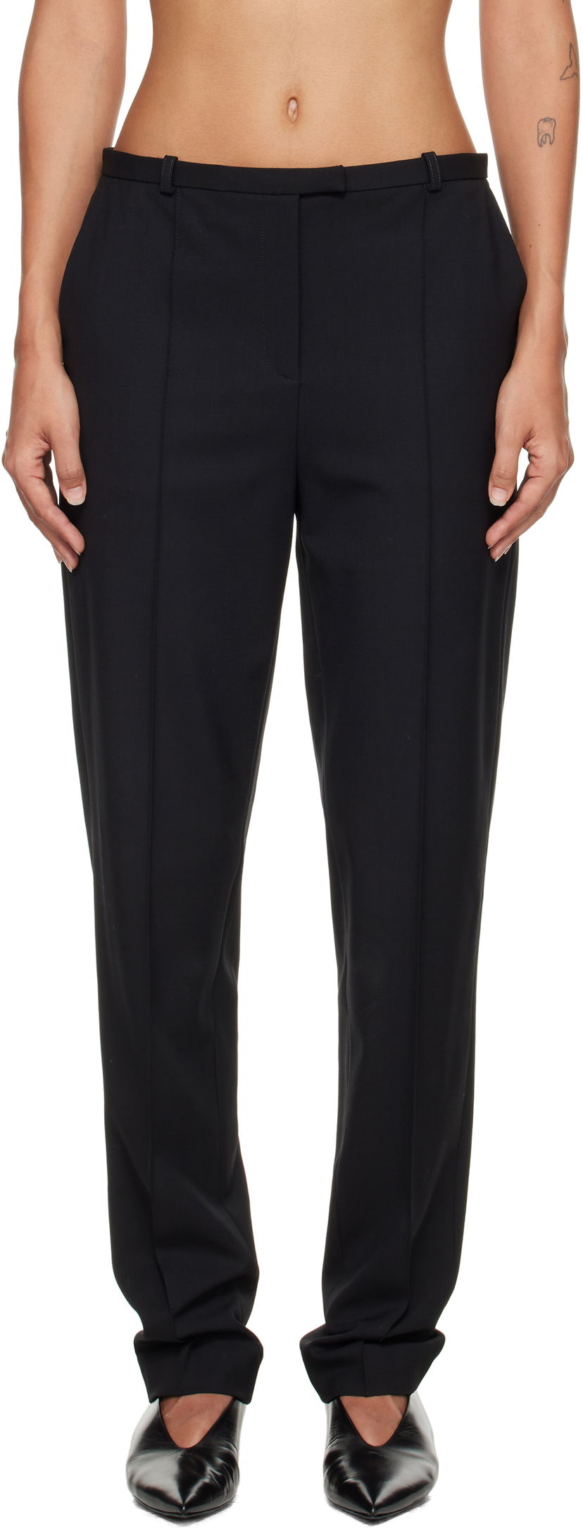 Housut Loulou de Saison Loulou de Saison Malka Fitted Trousers Musta | MALKA