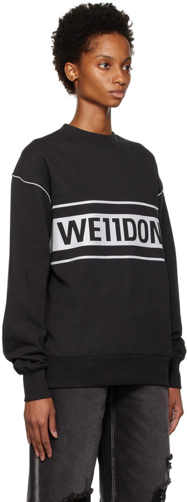 Huppari We11done Men's Reflective Stripe Sweatshirt Musta | WD-SS5-19-048-BK, 4