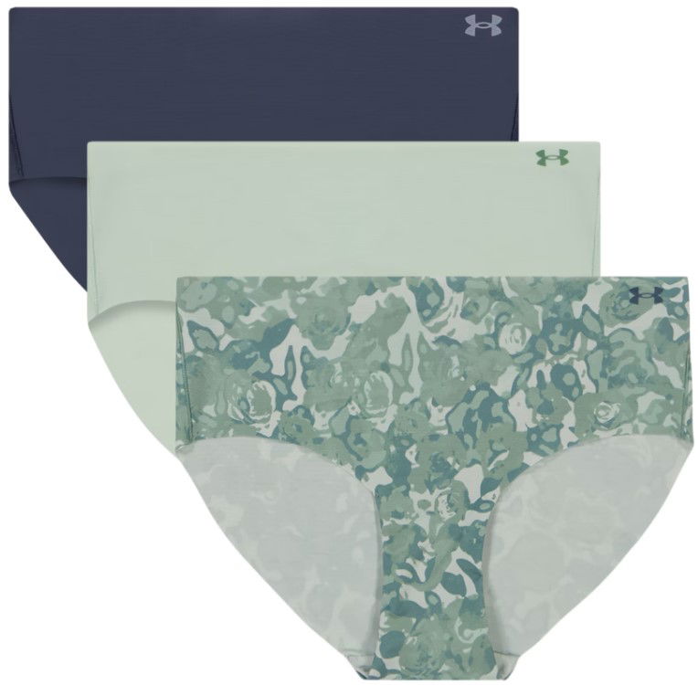 Pikkuhousut Under Armour Under Armour Pure Stretch No-Show Hipster Print Underwear - 3 Pack Vihreä | 1383896-348