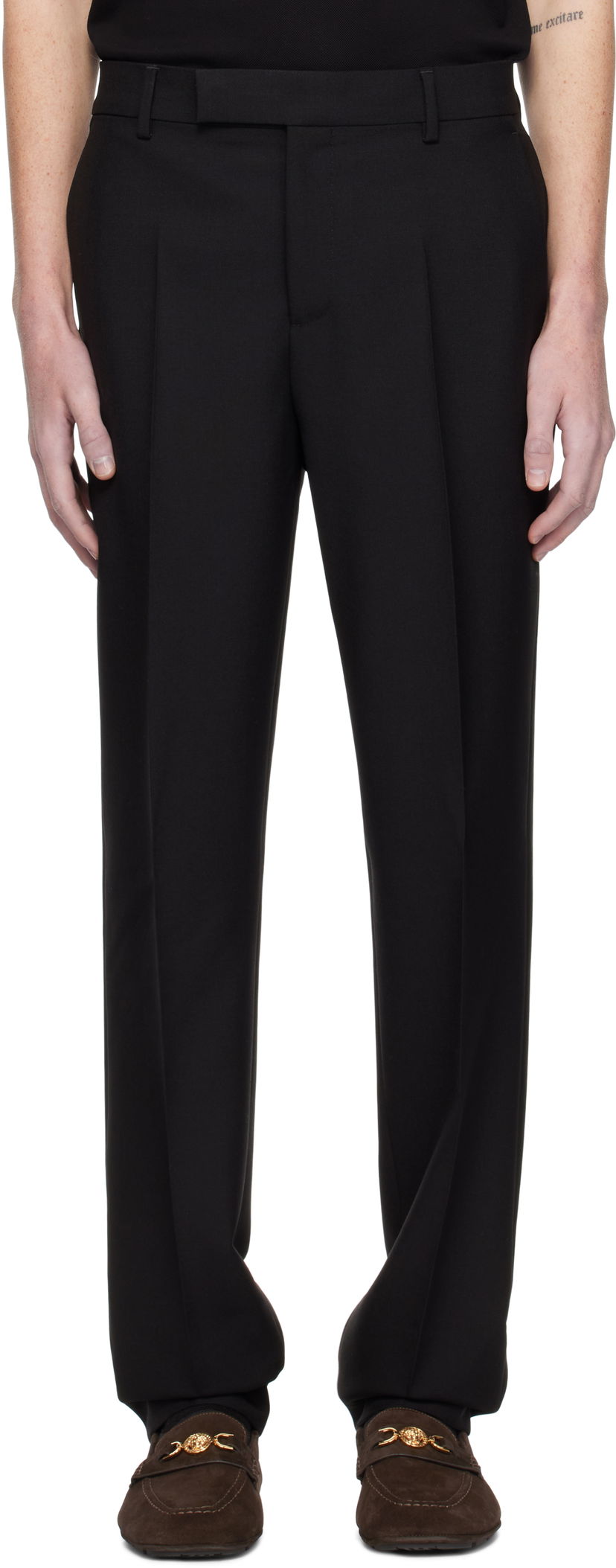 Housut Versace Formal Mohair-Blend Trousers Musta | 1016648_1A11068