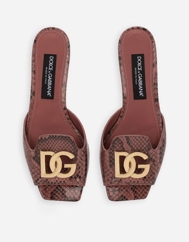 Asusteet Dolce & Gabbana Dolce & Gabbana Python Skin Slides with DG Buckle Vaaleanpunainen | CQ0593A2Y688H415, 3