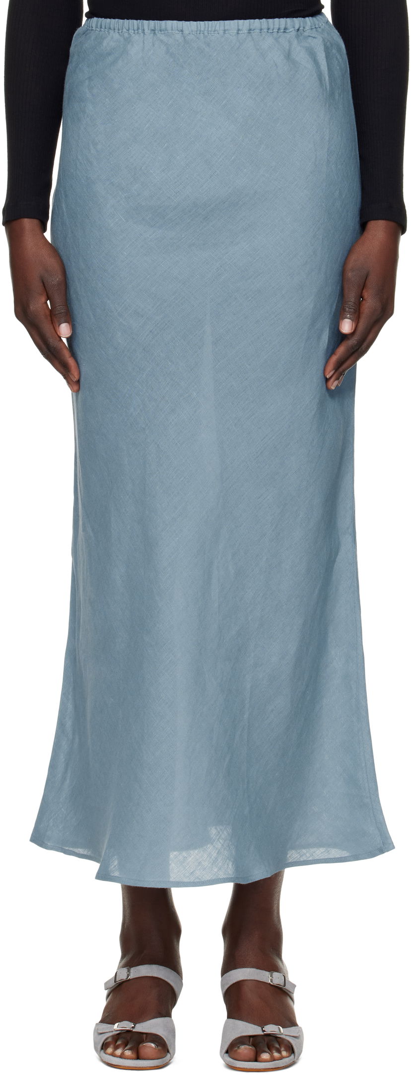 Hame Baserange Maxi Linen Skirt Sininen | SKDY-SL-SP25