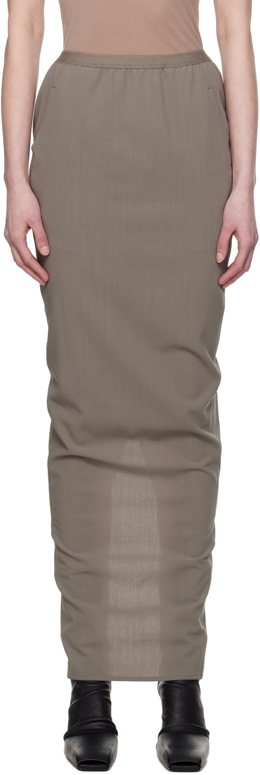Hame Rick Owens Rick Owens Hollywood Soft Pillar Maxi Skirt Ruskea | RP01E7331 WLP