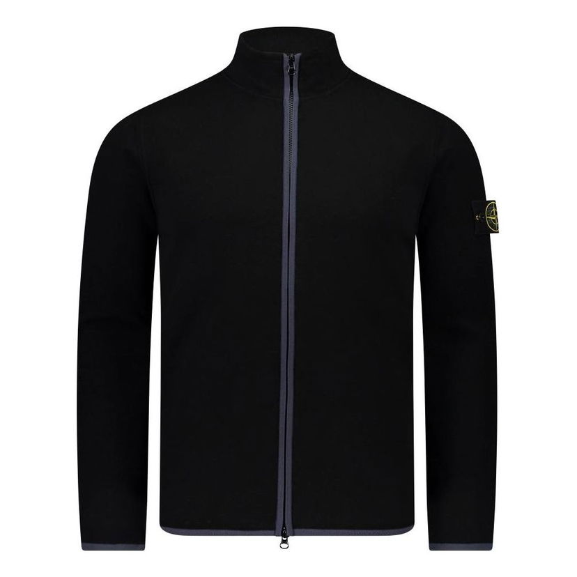 Villapaita Stone Island Logo Patch Zipped Jumper Musta | 7915503A1-V0029