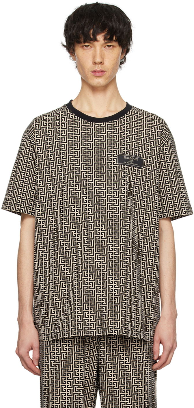 T-paita Balmain Monogram T-Shirt Musta | CH1EG000JC97