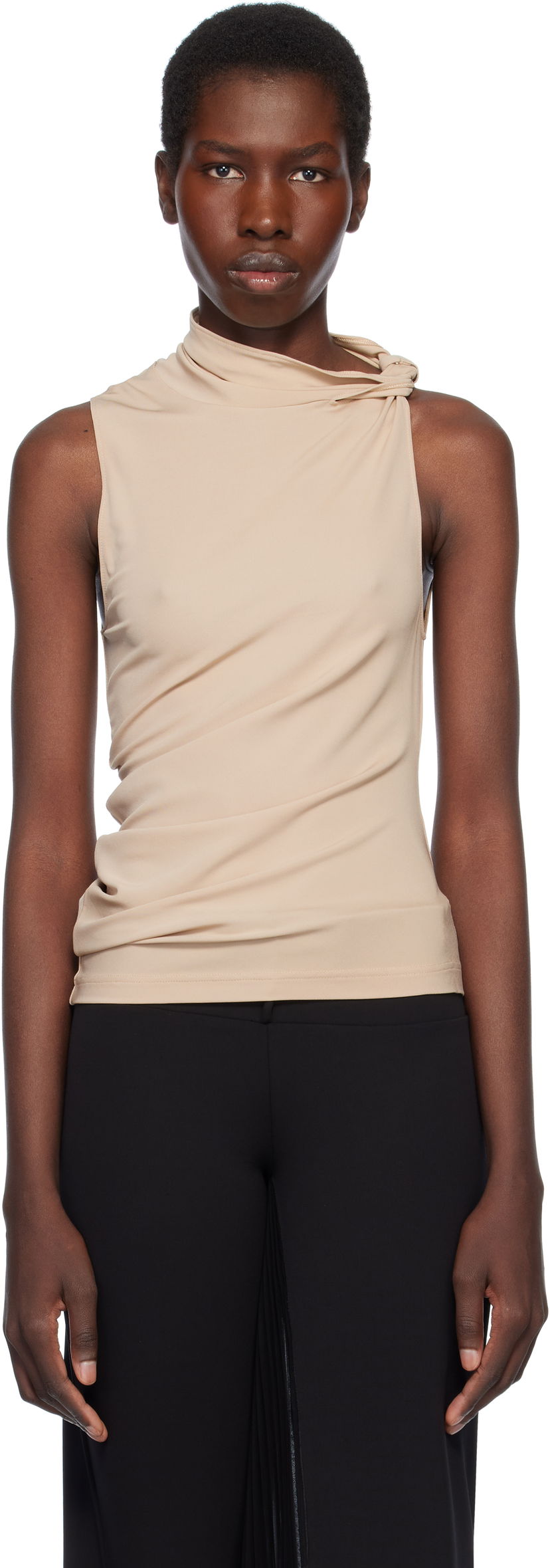 Tankkitoppi Courrèges Courrèges Draped Jersey Tank Top Beige | 125JDE120JS0145