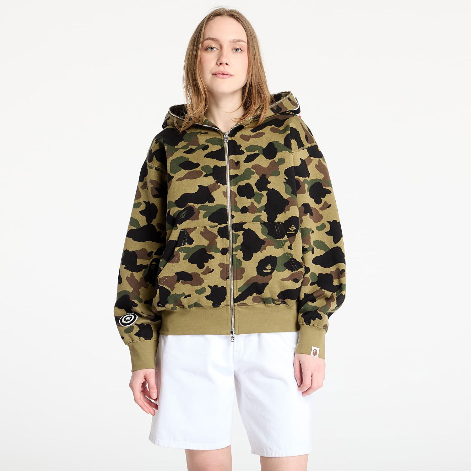 Huppari BAPE A BATHING APE 1st Camo Jacquard Shark Relaxed Fit Full Zip Hoodie Vihreä | 001ZPL301304MGRN, 0