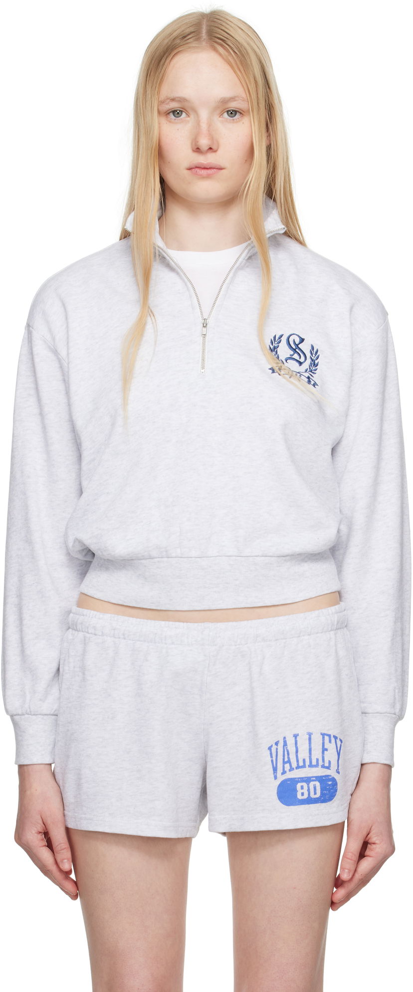 Villapaita SKIMS SKIMS Lightweight Fleece Shrunken Quarter Zip Sweatshirt Harmaa | PL-PLO-8155W
