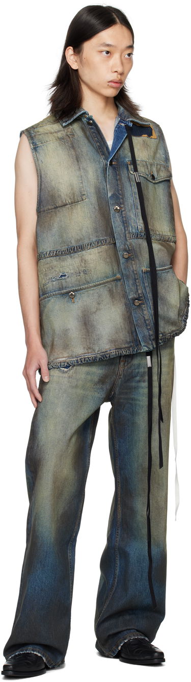 Jeans Ann Demeulemeester Ann Demeulemeester Dirtied Bootcut Jeans Sininen | B0013616-FA671-053, 3