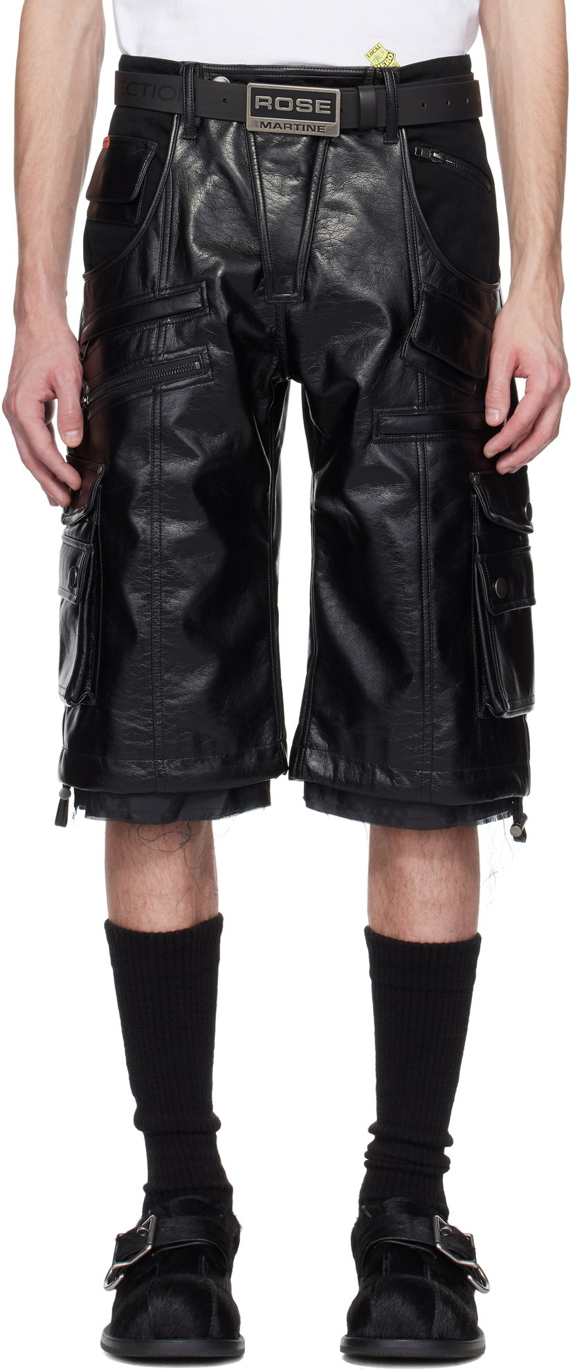Shortsit Martine Rose Martine Rose Faux-Leather Utility Shorts Musta | 540LP02001