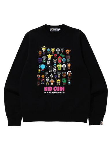 Villapaita BAPE Kid Cudi x Baby Milo Crewneck Musta | 002SWG731902XBLK