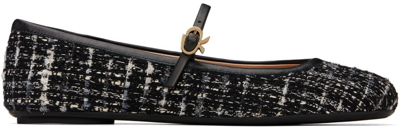 Tennarit ja kengät Gianvito Rossi Carla Tweed Ballerina Flats Musta | G22223-05GOM-BCP