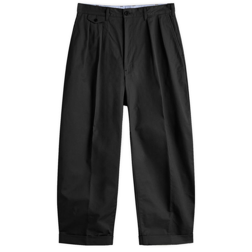 Housut BEAMS Beams Plus 2 Pleat Chino Trousers, Size Large Musta | 3823-0097-874-19