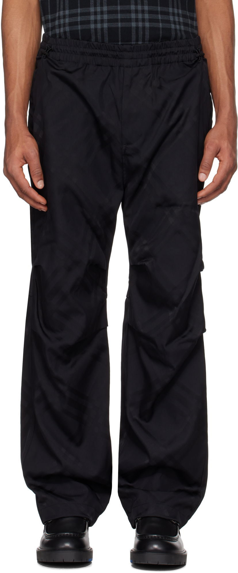Cargo housut Burberry Burberry Check Nylon Track Pants Musta | 8103963