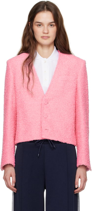 Villapaita MSGM MSGM Cropped Bouclé Jacket Vaaleanpunainen | 3841MDG15 257113, 0