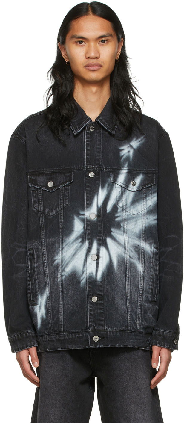Takki We11done We11done Graphic Print Denim Jacket Musta | WD-DJ1-22-356-U-WB